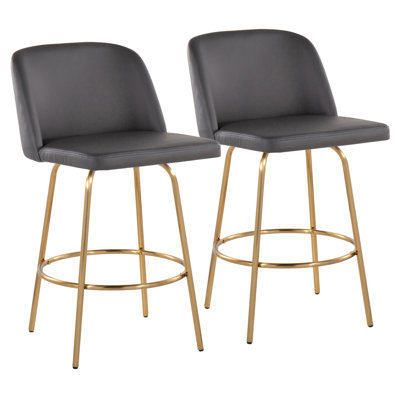 Swivel Upholstered Counter Stool with Metal Frame