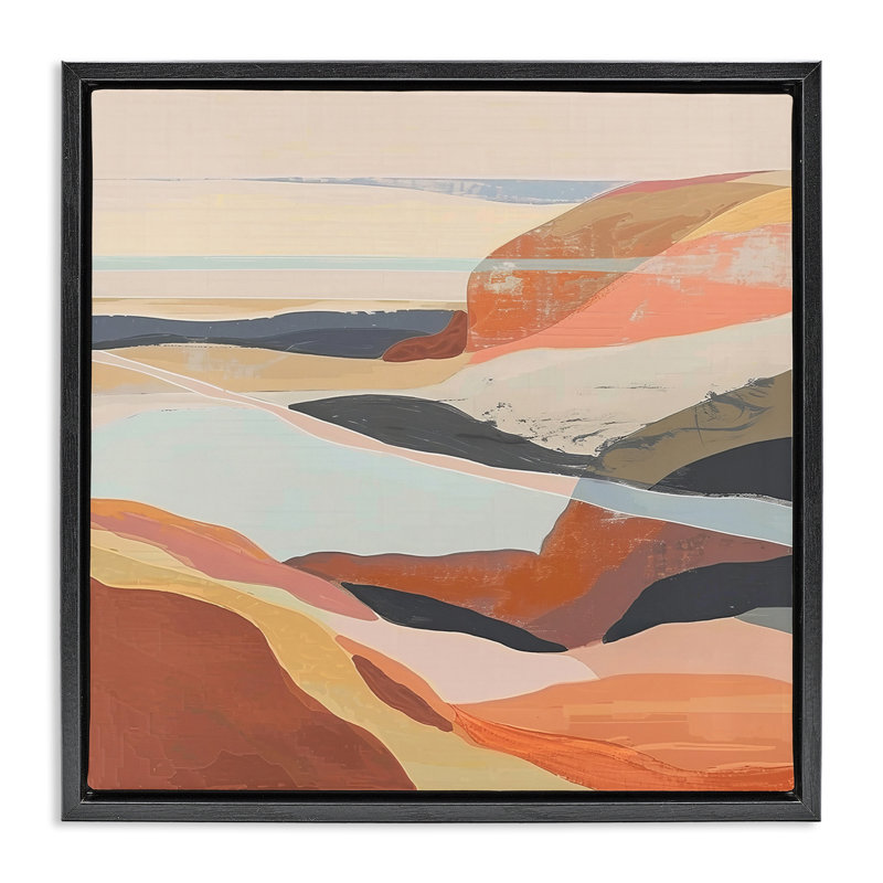 «Windy Desert Hills», art mural encadré par Irena Orlov, H 18 po x l 18 po, Cadre flottant noir de jais