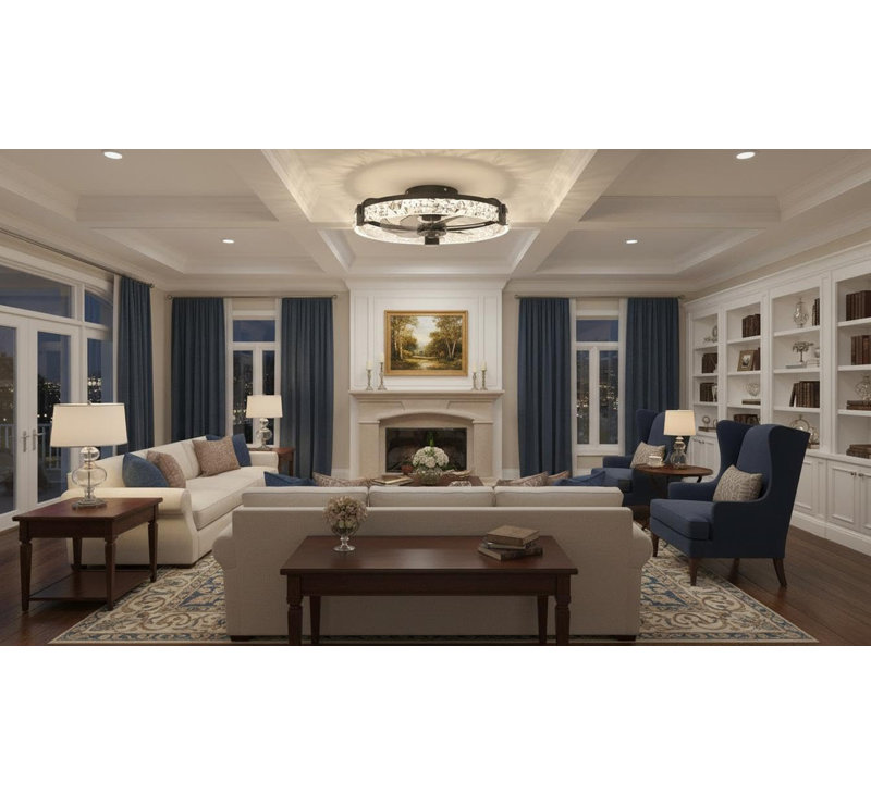 20" Thin Flush Mount Smart Ceiling Fan with Light, Remote & App Control, 6 Speeds, Dimmable 3000K-6500K, Reversible Motor