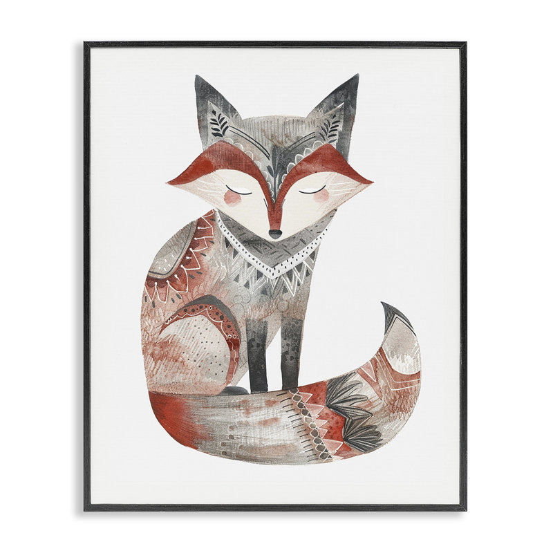  Giclée de renard de style scandinave par LSR Design Studio, H 14 po x l 11 po, Giclée encadrée noir minuit