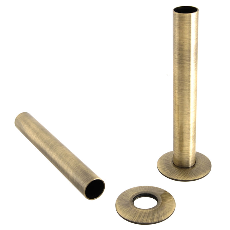 Radiator Porterfield 180mm Radiator Valve Pipes and Collars Easy Fit Packs Plumbing Tubes Brass, Polished Antique Brass