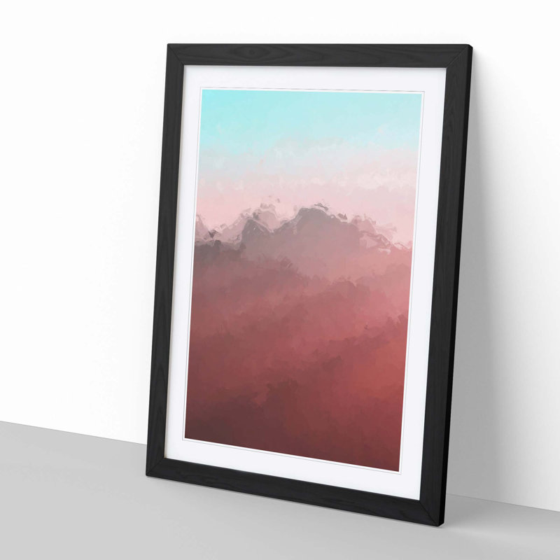 Pink Sunlit Mountains - Framed Print, Black, 60cm H x 40cm W x 2cm D