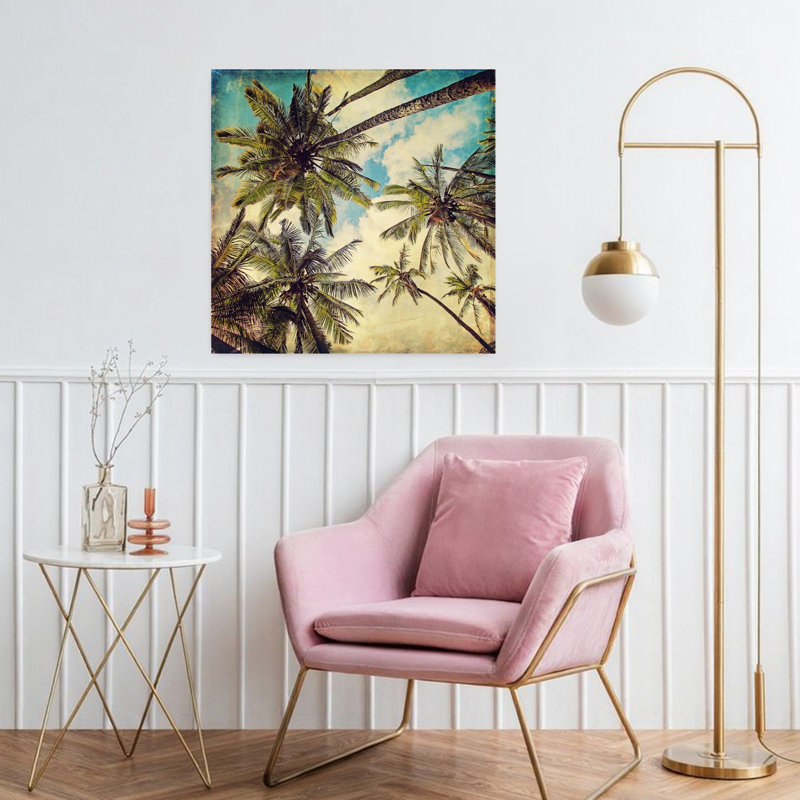 «Kauai Island», palmiers abstraits, paysage tropical, art, 32" H x 32" W