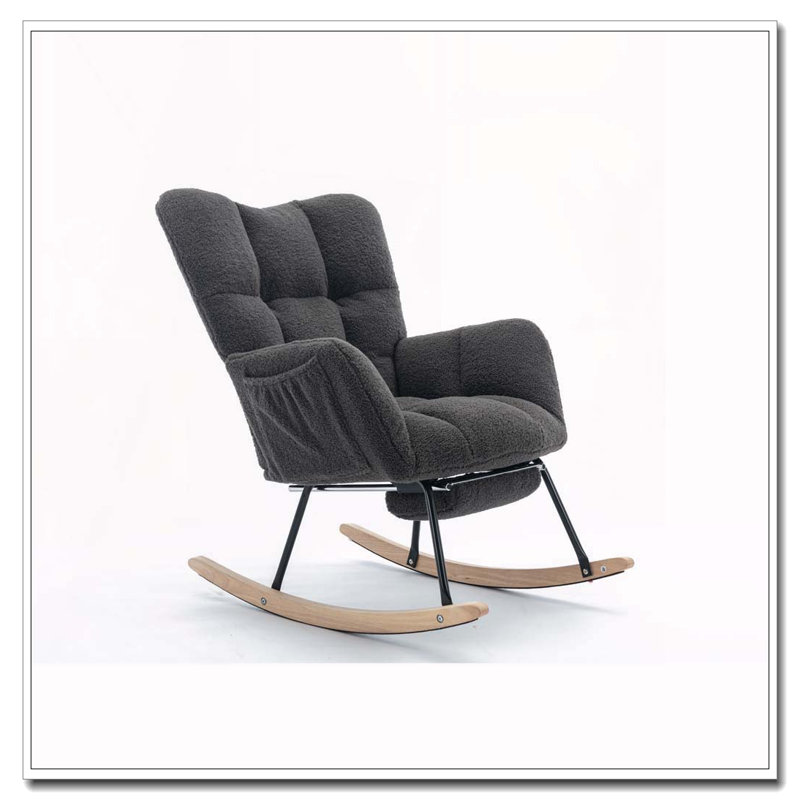 Chaise berçante Teddy, Gris foncé - Repose-pieds