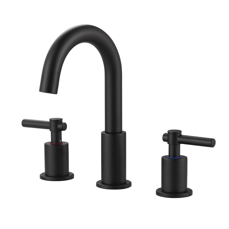 Matte Black Stainless Steel Widespread Bathroom Faucet with Pop-Up Drain