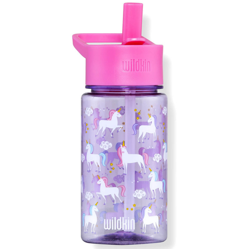 Bouteille d'eau 16 oz Wildkin Kids - Tritan sans BPA, couvercle étanche, durable et facile à nettoyer - Licorne, Licorne