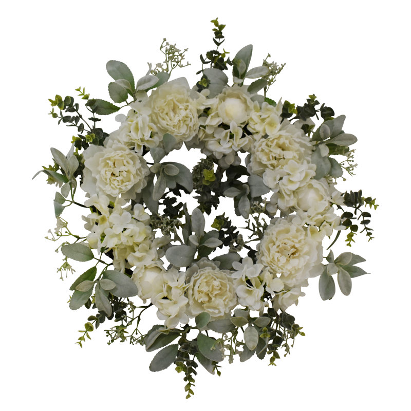 24" Beautiful Peony Lamb's Ear Wreath 