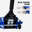 Cric de plancher horizontal à double pompe 3T (avec pédale) robuste et cric de course en acier avec pompe à levage rapide à double piston, capacité de 3 tonnes (6 600 lb), bleu-128634316