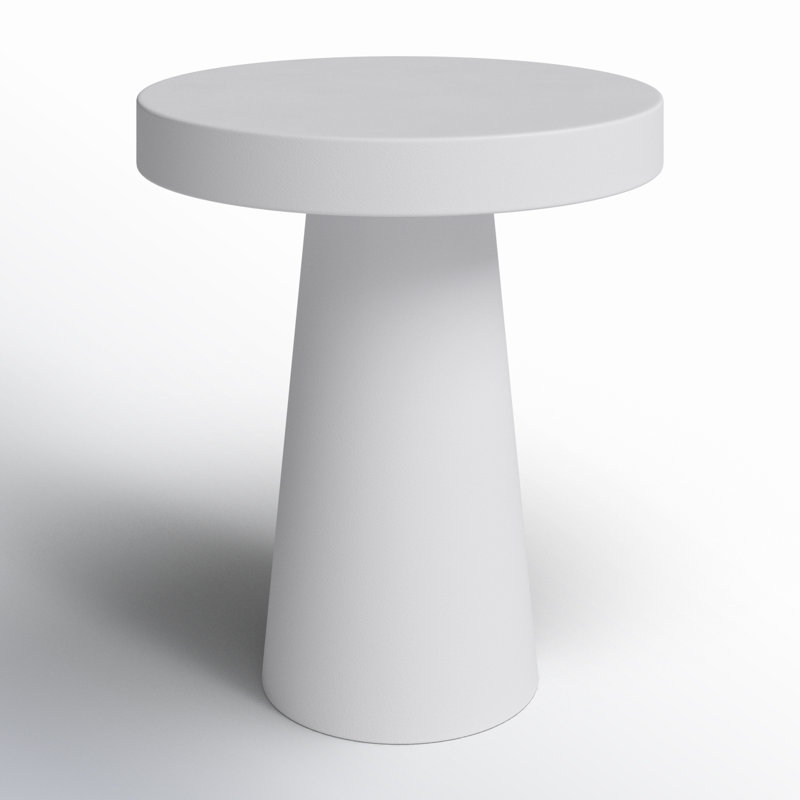 Prevelly 18" Concrete Round Patio Table, White