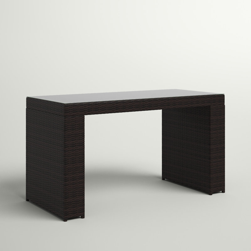 Larren Rectangular Glass Outdoor Bar Table