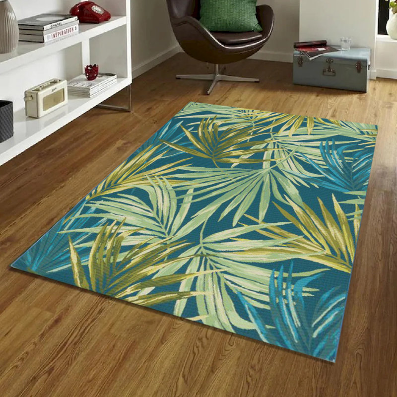 Tapis d'extérieur à feuilles tropicales Eden, Rectangle 2 pi x 7 pi 6 po