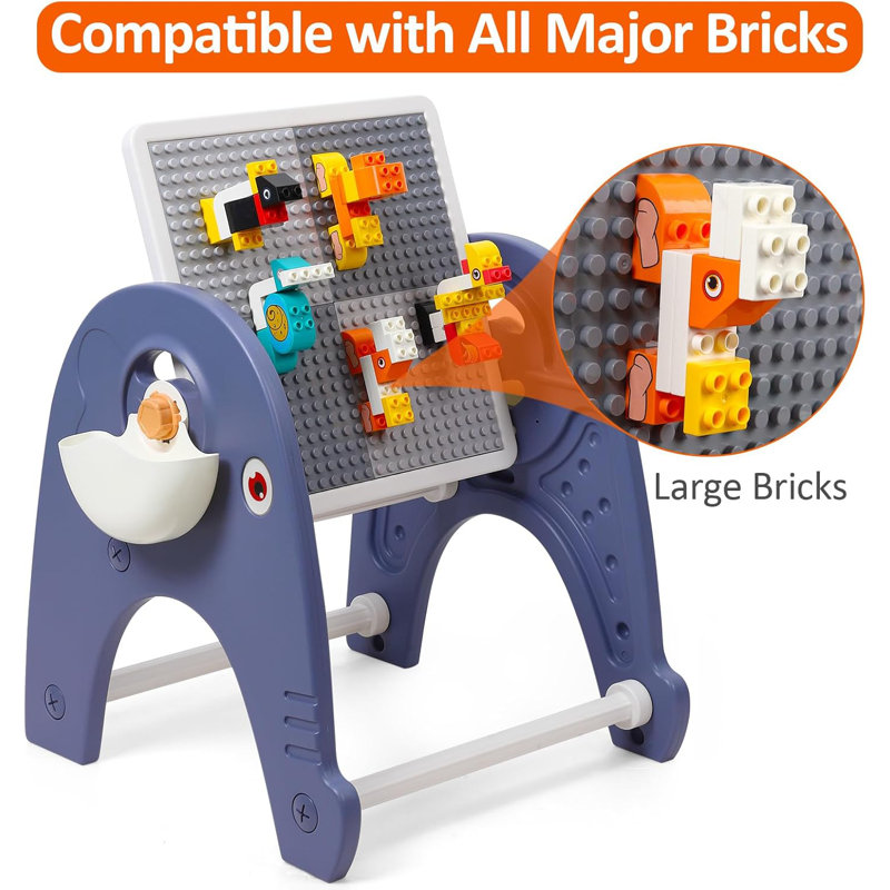 4-In-1 Kids Table And Chair Set, Kids Activity Table For Toddlers 3-5, Toddler Activity Table Building Block Table With Magenetic Whiteboard, Toddler Sensory Play Table