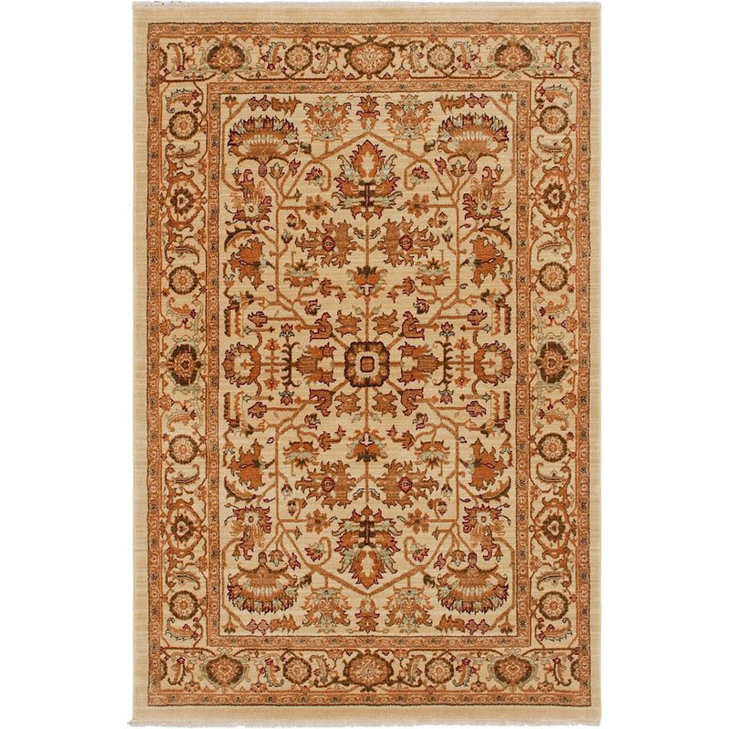 Tapis oriental jaune / brun Garth, Rectangle 4 pi x 6 pi