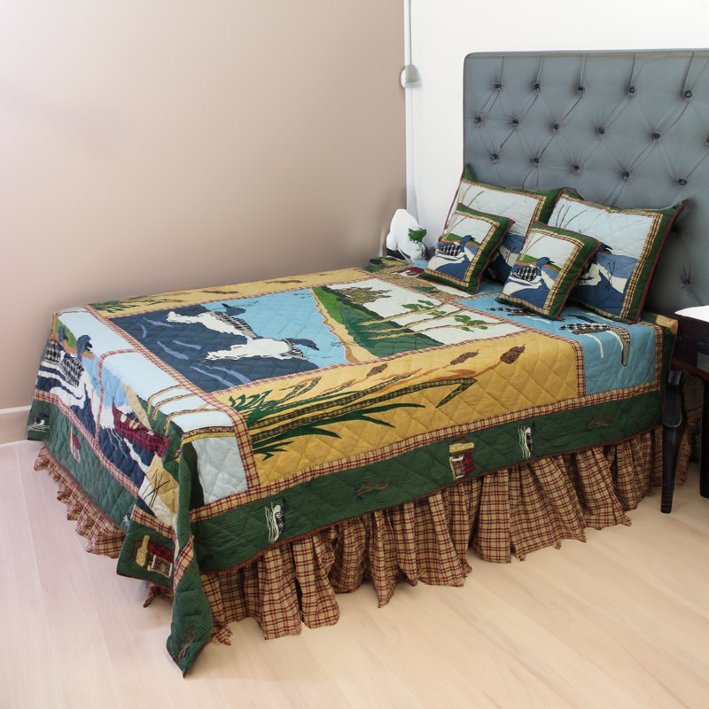 Loon Rustic Cotton Patchwork Quilt, King Quilt