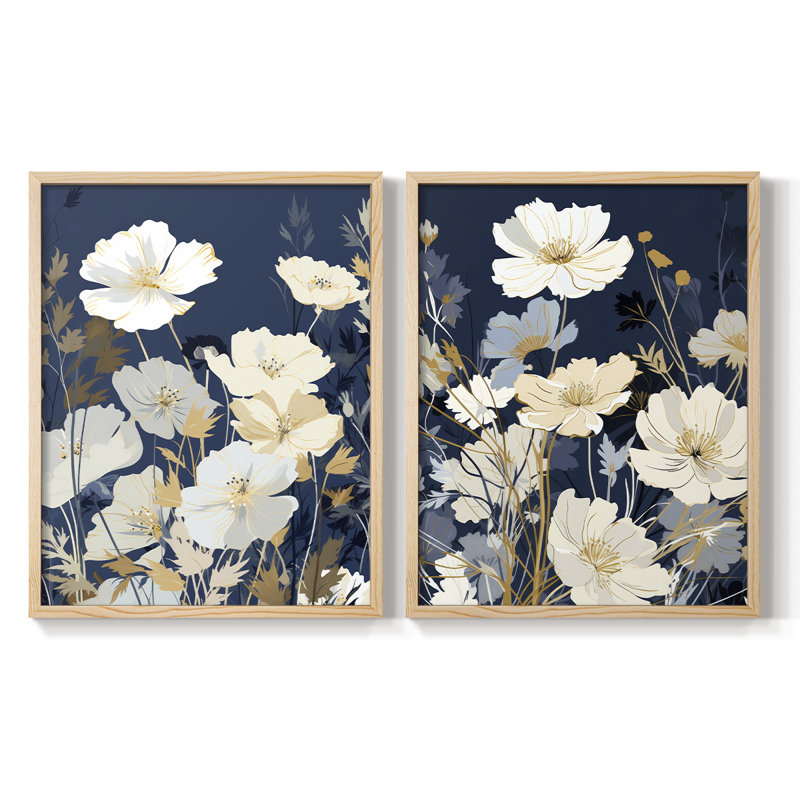 «FLORAL Series CCCCLIV», reproduction encadrée de qualité supérieure - prête à être accrochée - aucun clou requis - aucun clou requis