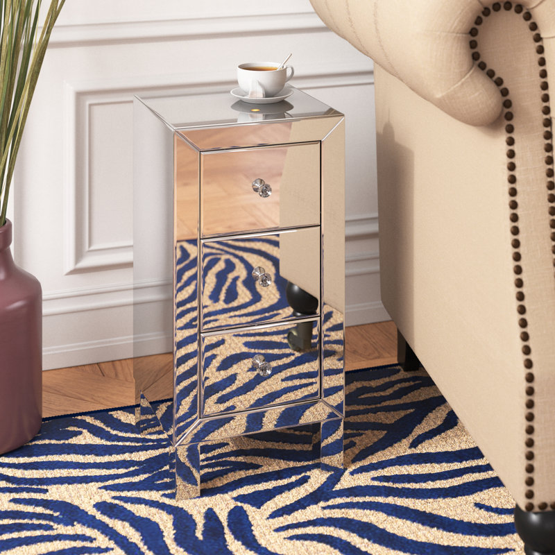 Table de bout en verre avec rangement