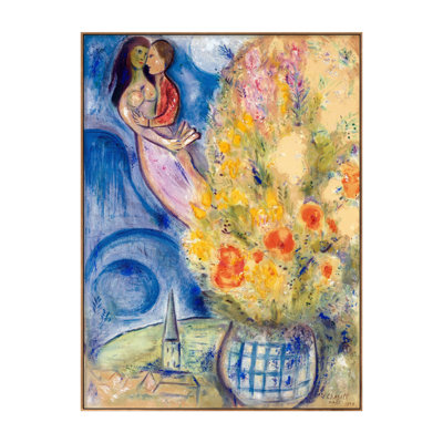 Impression sur toile encadrée, "Coquelicots rouges" par Marc Chagall, art mural pour salon, décorations pour bureau à domicile