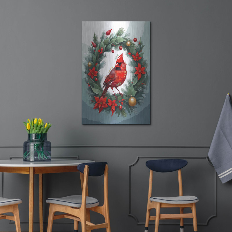  «Christmas Cardinal» par Dean Russo, art mural en métal, 24 po x 36 po, H 36 po x l 24 po