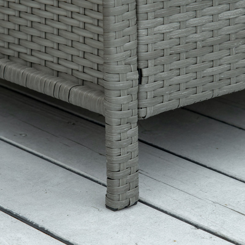 Wicker and Steel Patio Dining Set Table,