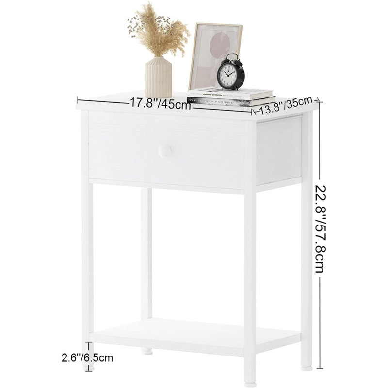 Table de chevet en métal Jovianne, Blanc