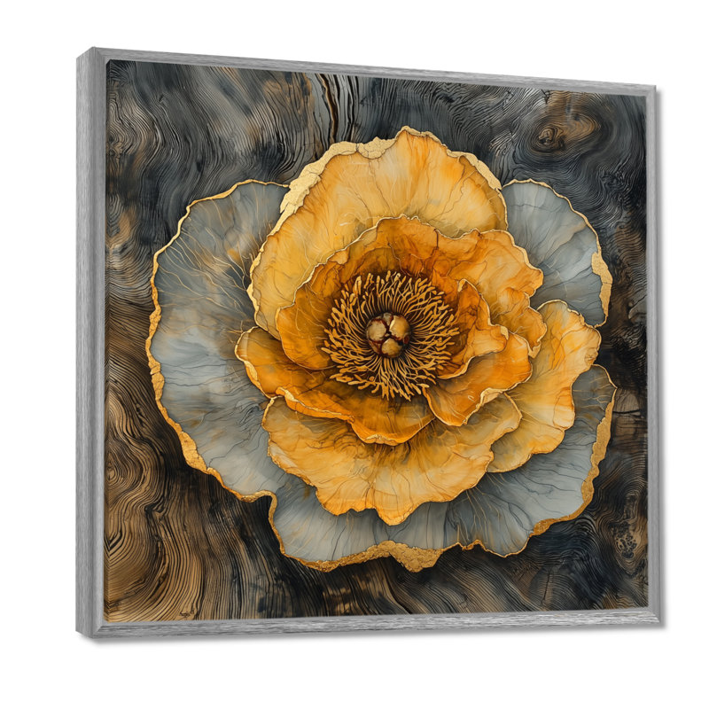 «Autumn Mums Flowers On Onyx Crystal River III», art mural «Mums», Impression encadrée flottante, Argent argent