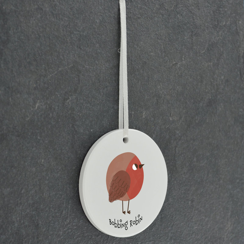 Sanson Robin Bobbing Robin Circle Shaped Ceramic Ornament