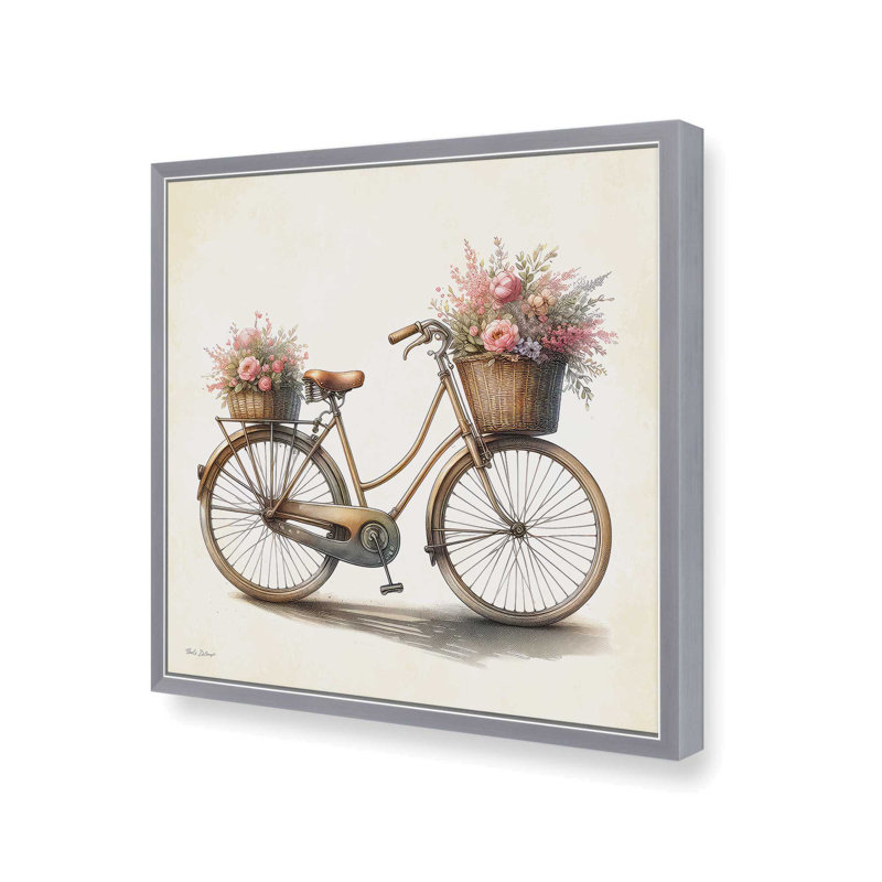 «Bouquets on Wheels» par Nicole DeCamp, reproduction d'art, 36 W x 36 H, Silver, Framed Print