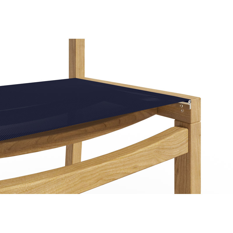Chaise de salle à manger à hauteur de comptoir en teck Zenone, Bois naturel / bleu
