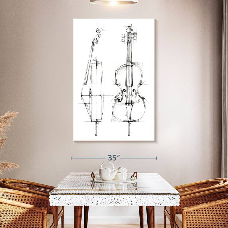 Abarca Cello Sketch, 51" H x 34" W