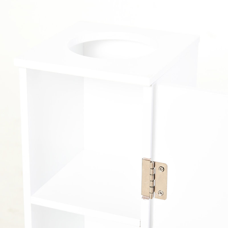 Petite armoire de salle de bain - Rangement de papier hygiénique en coin blanc avec portes et tablettes