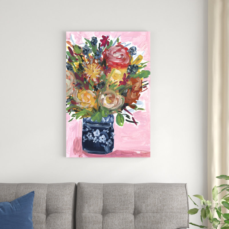 Bouquet dans un vase II, H 36 po x l 24 po x P 1,25 po
