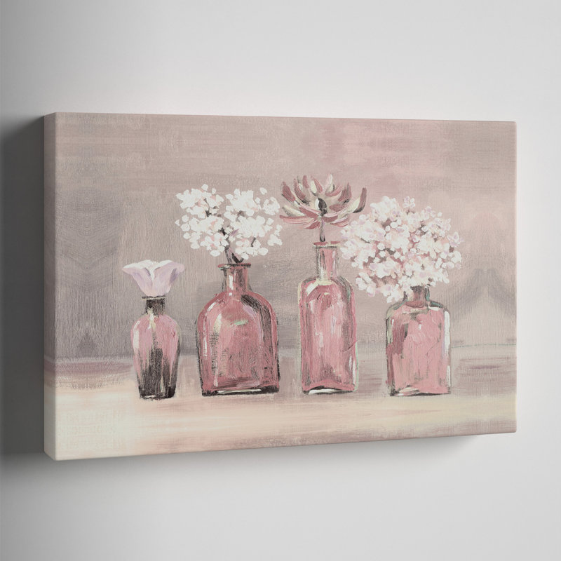 Blush Floral Jars - reproduction sur toile, H 8 po x l 12 po, Impression sans cadre, Sans cadre