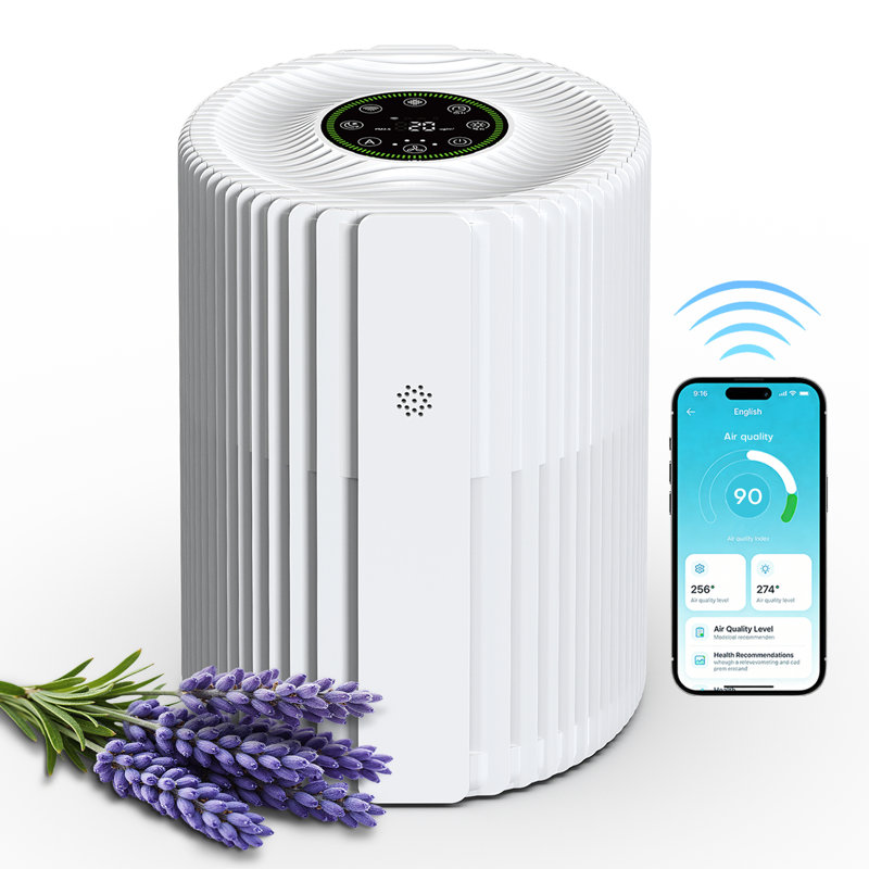 Kloudic Smart Air Purifier With Air Quality Monitor and WIFI, For Home & Bedroom With Hepa Filter,Remove Dust,Smoke,Odor,Pet Dander