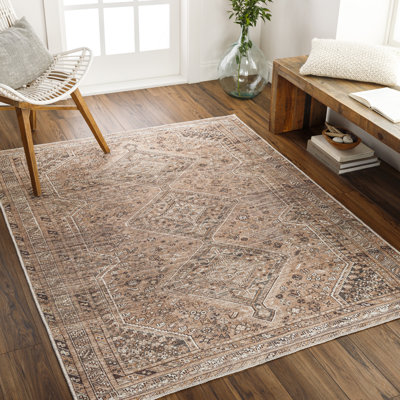 Westbrook Machine Washable Oriental Light Brown/Orange Area Rug