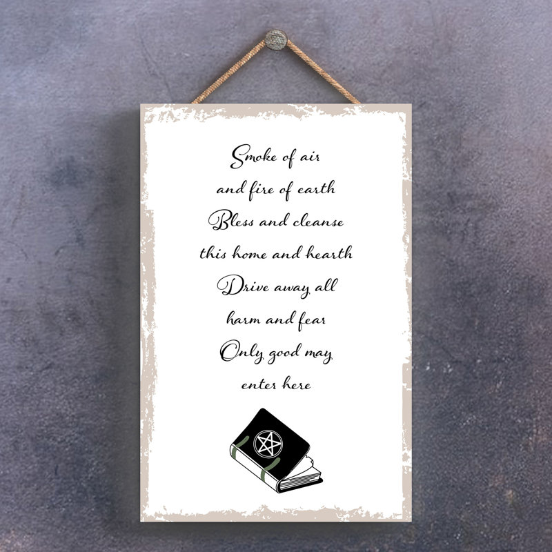 Witch Spell Wooden Plaque, White, 28.5cm H x 18.5cm W x 0.9cm D