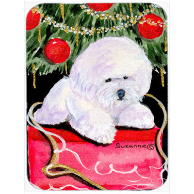 Silloth Tree with Bichon Frise Glass Cutting Board
