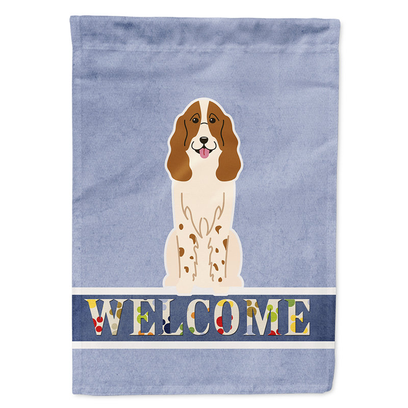 Polyester 2 côtés 40 x 28 po welcome drapeau maison, Épagneul russe