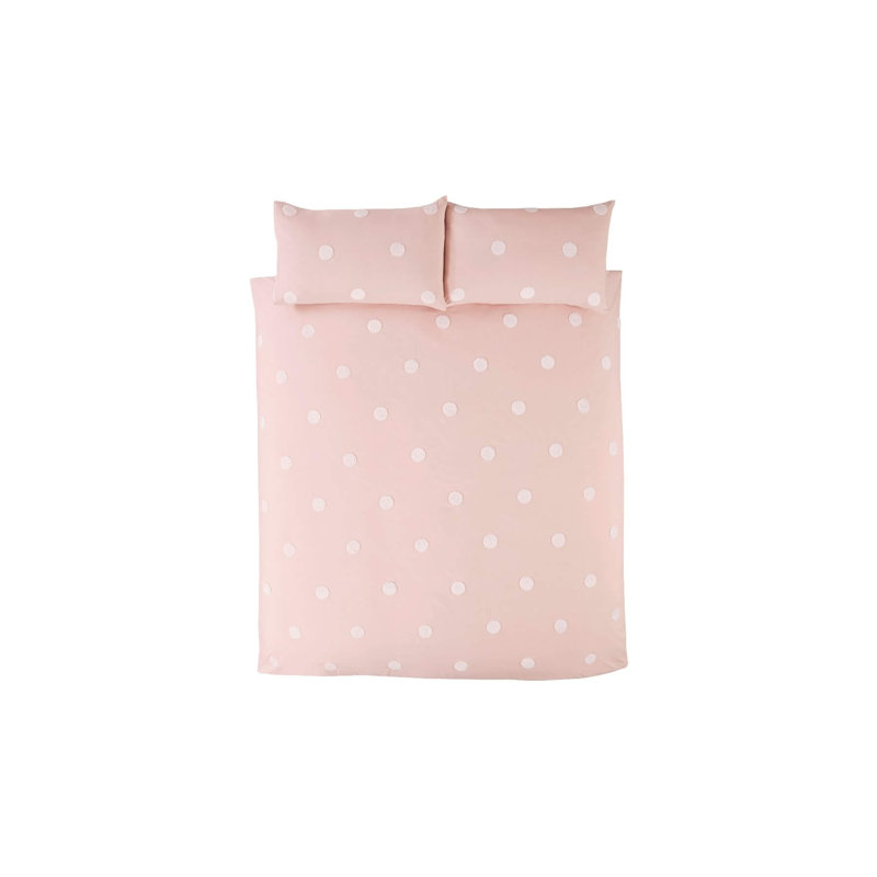 Throop Polyester Dots Duvet Cover with Pillowcases, Single - 1 Standard Pillowcase, Blush/White