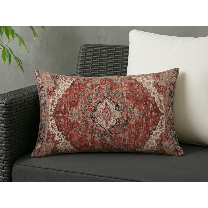 Coussin décoratif intérieur et extérieur Modern, Brun oriental 1, Rectangle H 20 po x l 14 po