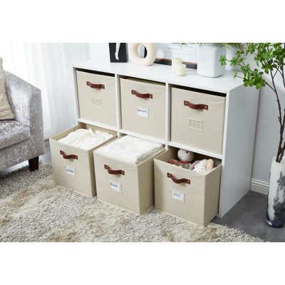 Storage Bins | Cube Storage Bin With Label Holders, Fabric Storage Cubes For Organizing Shelves Closet Toy Clothes  6Pcs