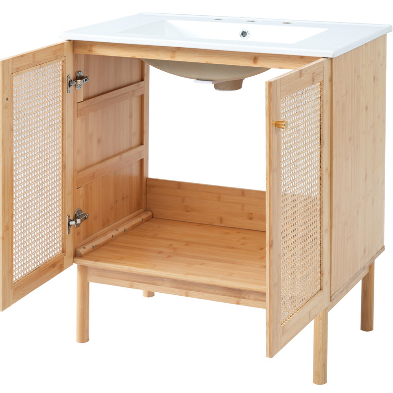 Meuble-lavabo naturel de 76 cm (30 po) - Grand espace, design élégant. Rehaussez votre décor. Portes de 76 cm (30 po) pour un style élégant et