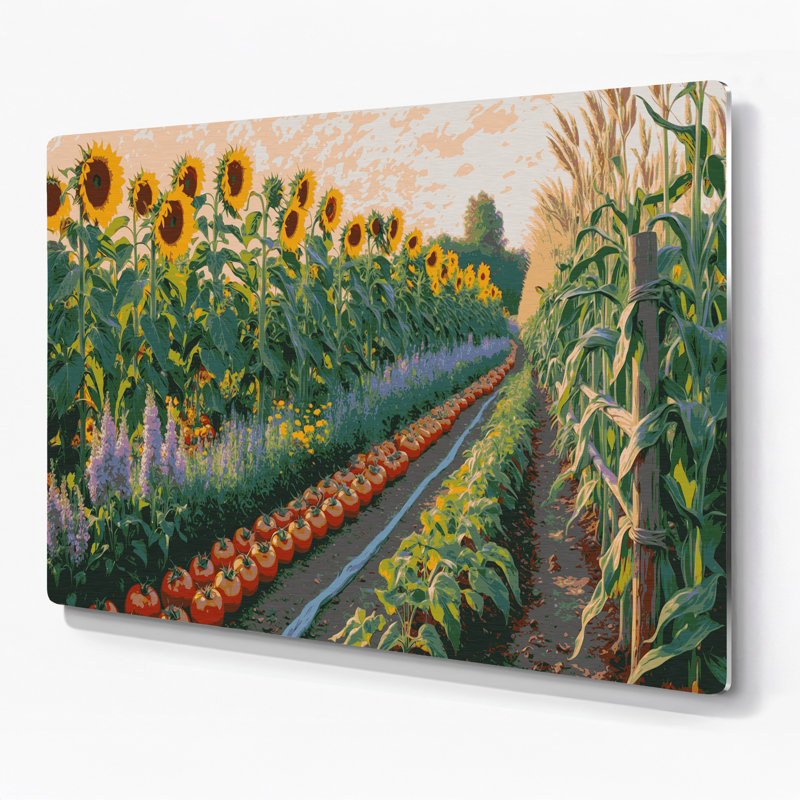 Ferme, jardins d'été, art mural en métal vert, H 11 po x l 14 po