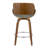 Linnetta 26" Mid-Century Modern Fixed-Height Counter Stool With Swivel In Walnut Wood And Noise Grey Fabric With Round Chrome Metal Footrest- Set Of 2-90954869-90954847
