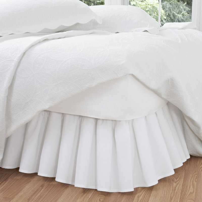 Fresh Ideas Ruffled Poplin Bed Skirt, 14" Drop Length, California King, White