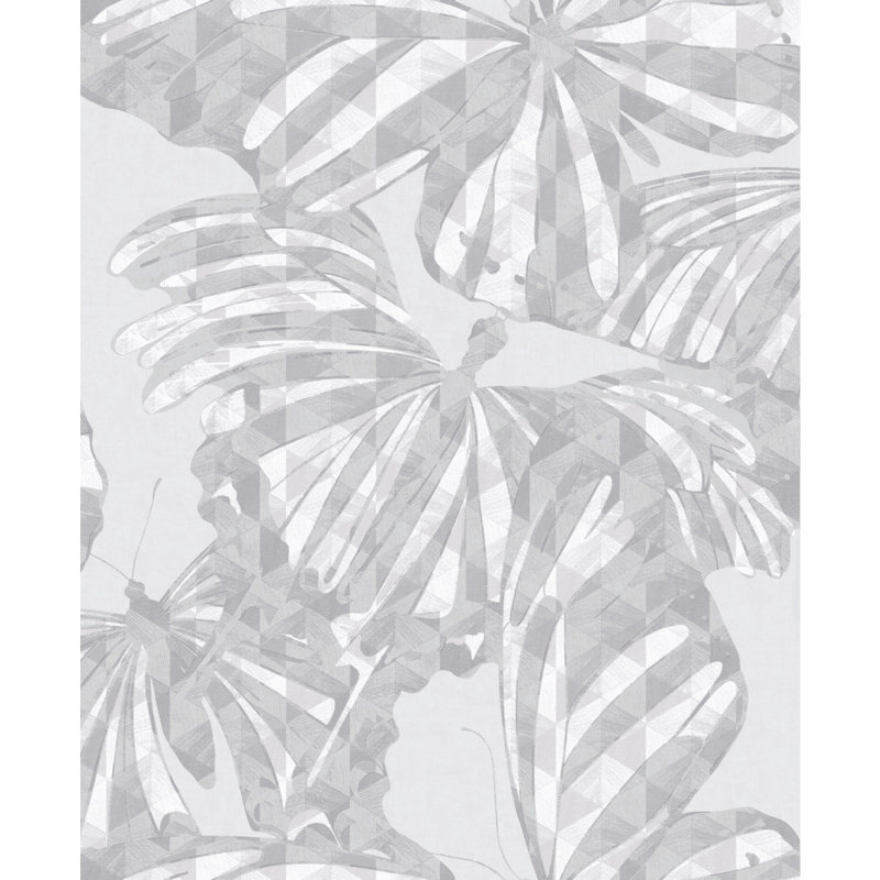 Papier peint adhésif Mr. Mr. Butterfly, Gris / blanc