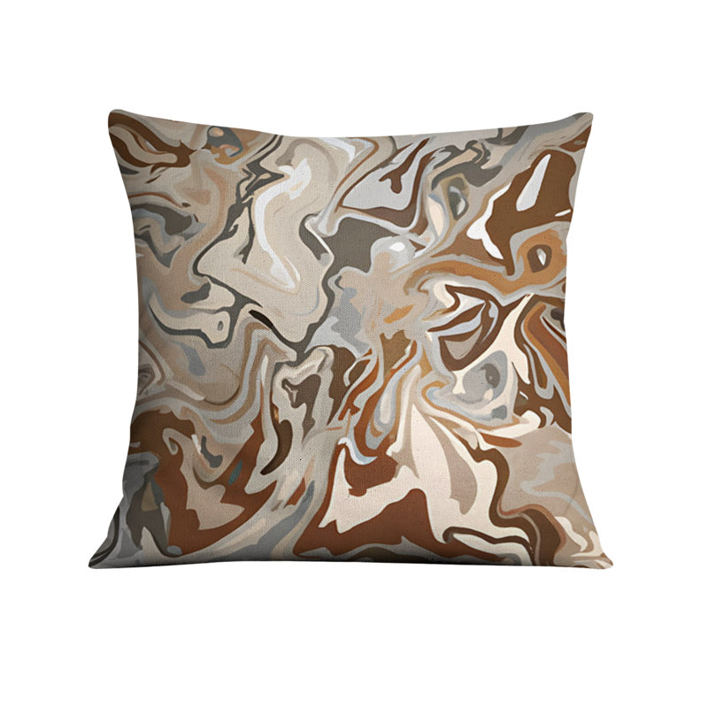 Throw Pillow Cover Only, H 16 po x l 16 po, Brun / orange abstrait 4