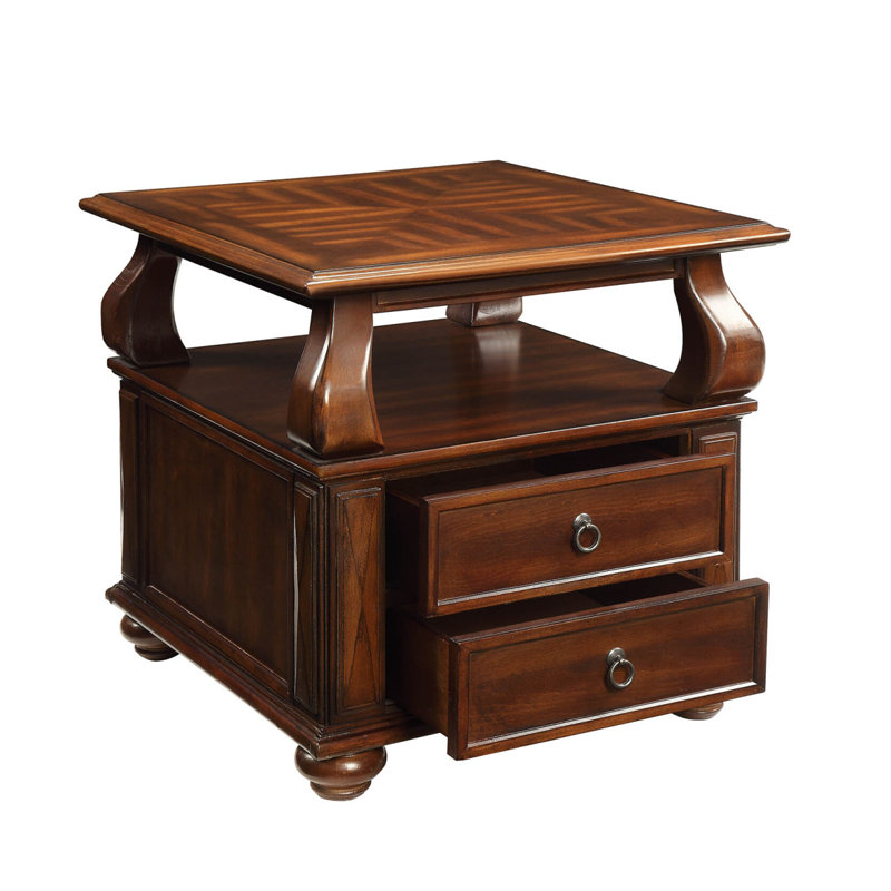 Walnut 2-Drawer End Table