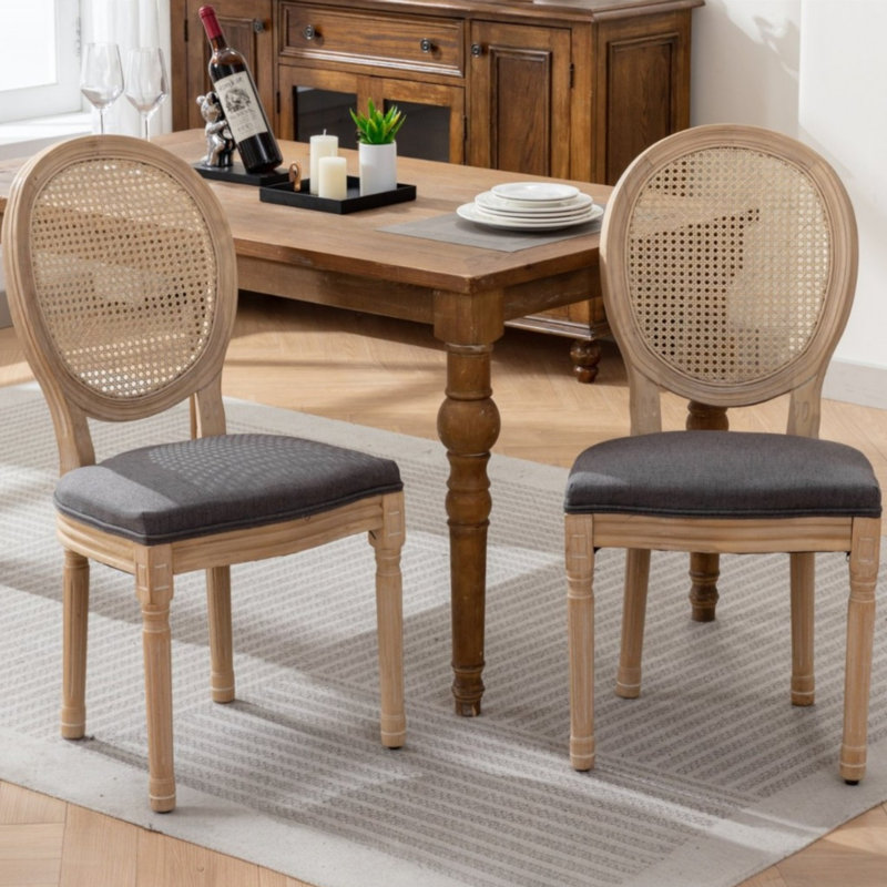Amando 19.7'' H Upholstered Side Chair, Gray, Oak Wood
