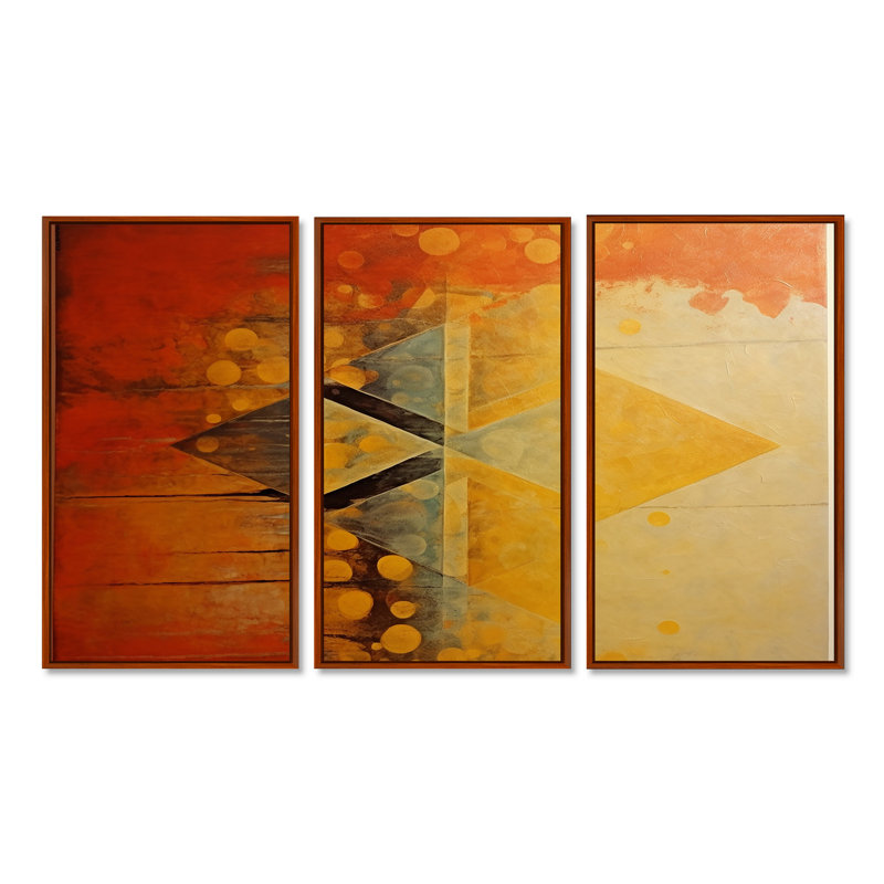 Cuong - ensemble de décoration murale géométrique, Brun, H 40 po x l 60 po