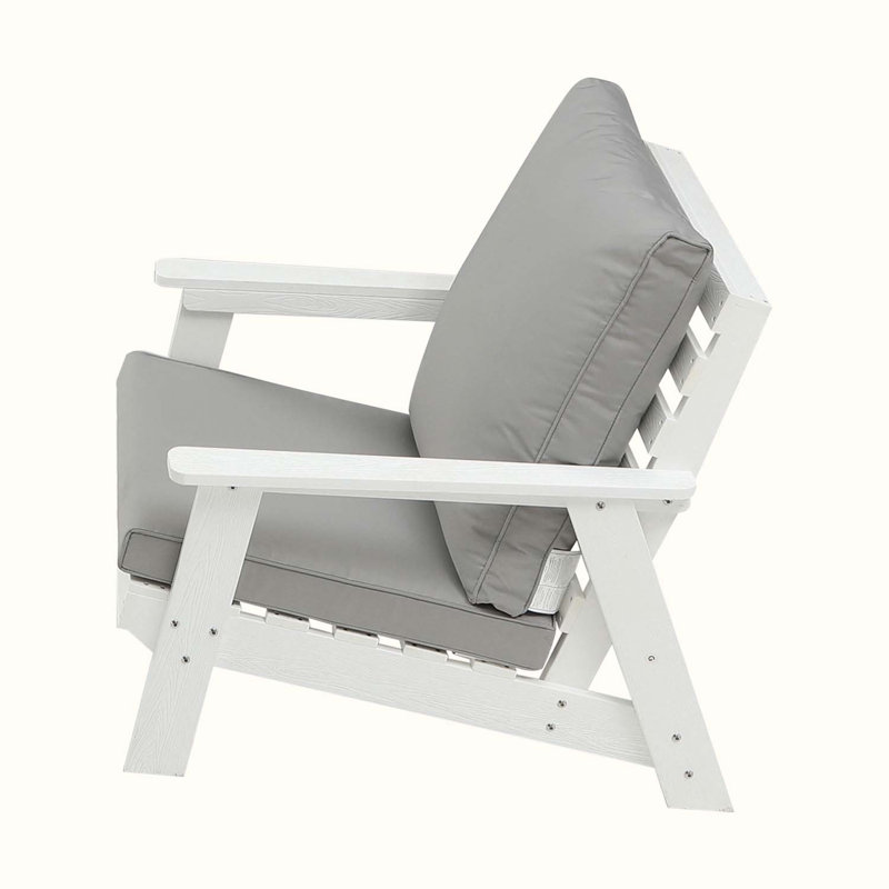 Chaise de patio avec coussins Conlley, Gris / blanc